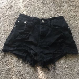 Black high rise shorts
